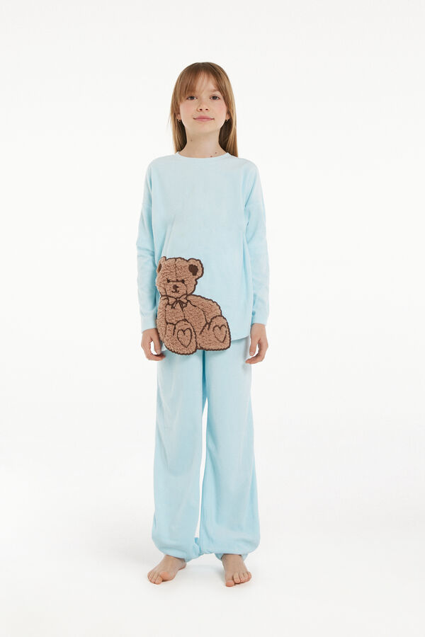 Длинная Пижама из Микрофлиса с Нашивкой «Медвежонок» для Девочек  