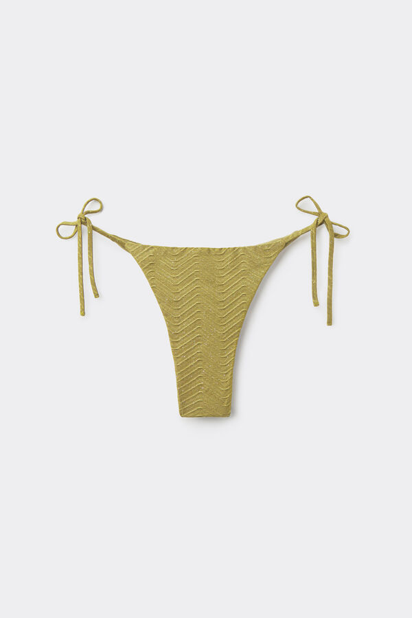Olive Green Sparkling Touch Tie Brazilian Bikini Bottoms  