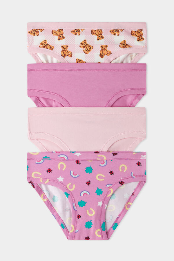 Pack 4 Slip en Coton avec Imprimé Fantaisie  