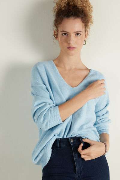 Recycled Fabric V-Neck Loungewear Sweater