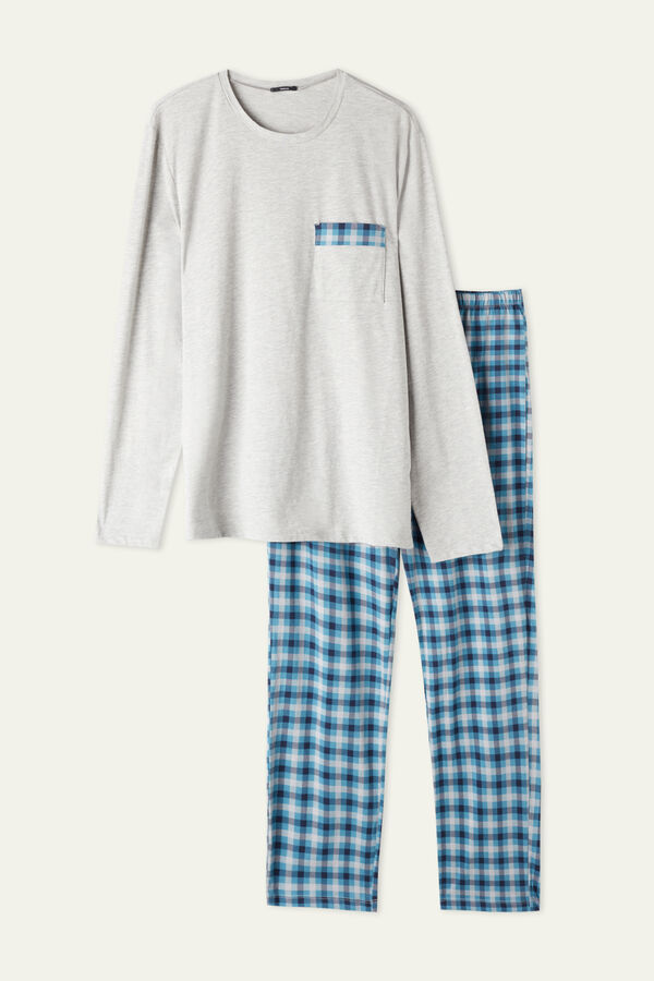 Men’s Check Print Long Cotton Pyjamas  