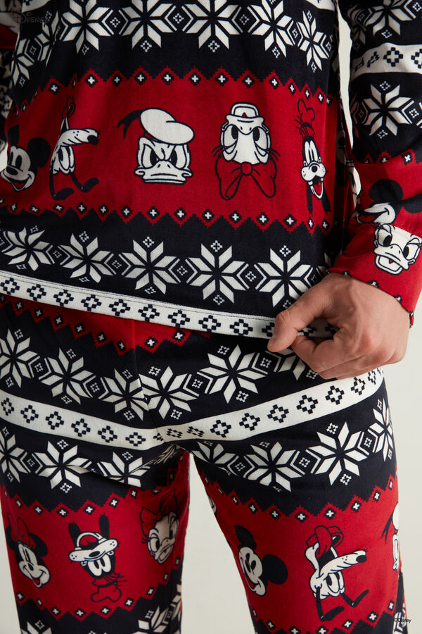 Langer Herren-Pyjama aus Mikrofleece mit nordischem Disney-Weihnachtsprint  