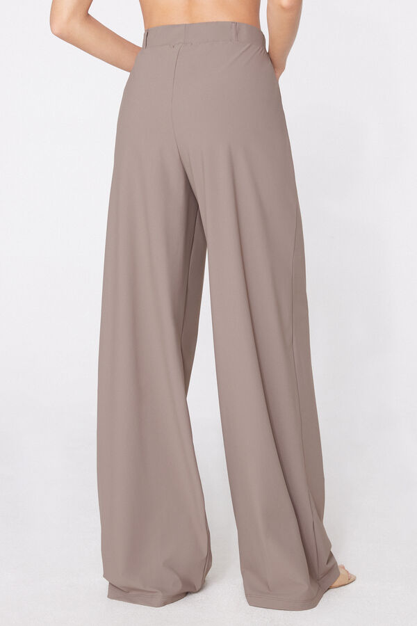 Easy Fit Microfibre Long Palazzo Trousers  