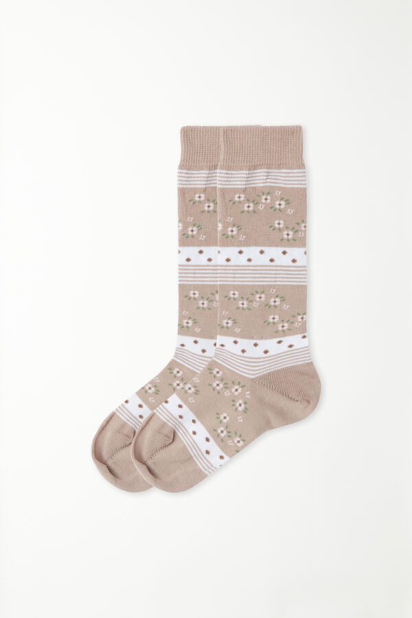 Girls’ Long Patterned Cotton Socks  