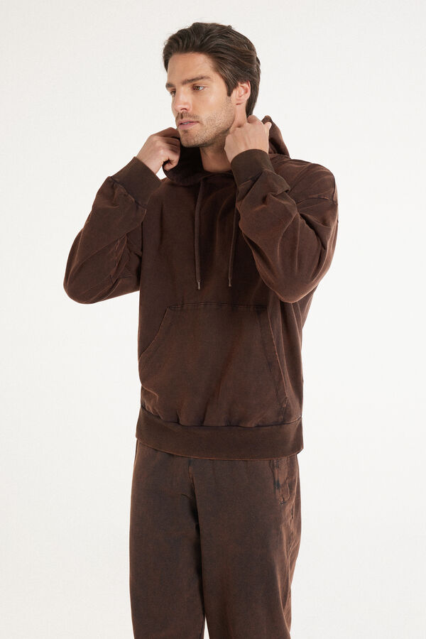 Long-Sleeved Delavé Hooded Sweatshirt  