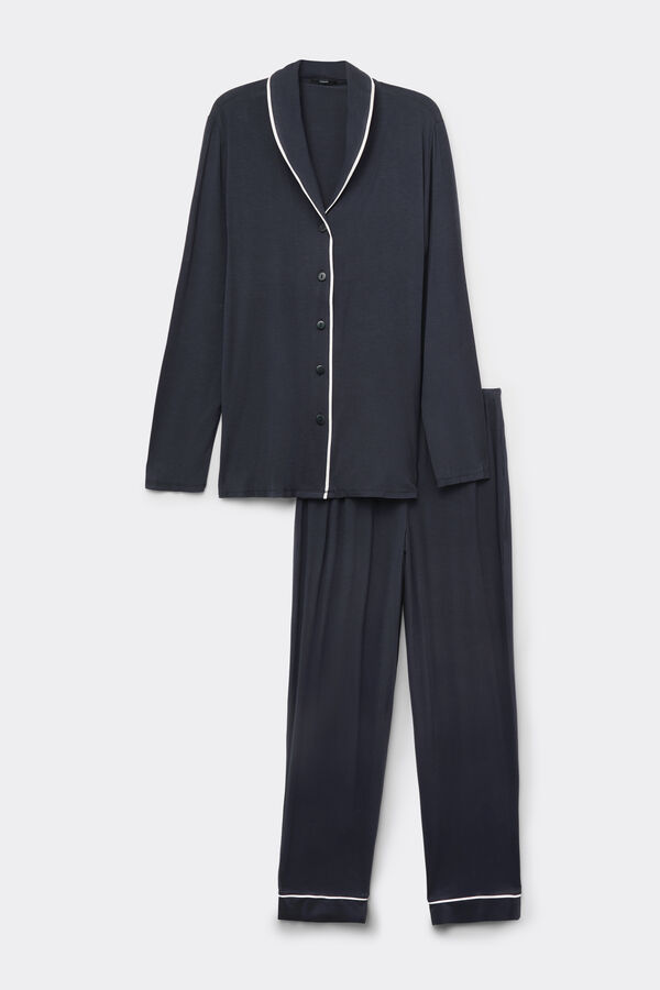 Pijama Comprido em Viscose Aberto  
