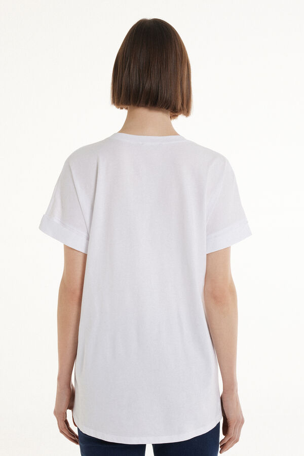 Baumwoll-T-Shirt mit Kimono-Aufschlag  