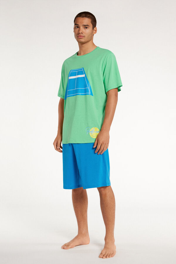 Men’s Short Cotton Paddle Print Pyjamas  