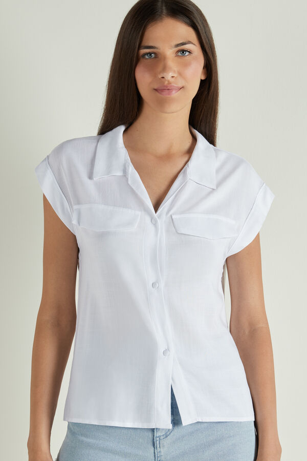 Sleeveless Canvas Shirt with buttons  