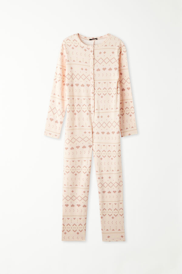 Girls’ Nordic Print Heavy Cotton Onesie Pyjamas  