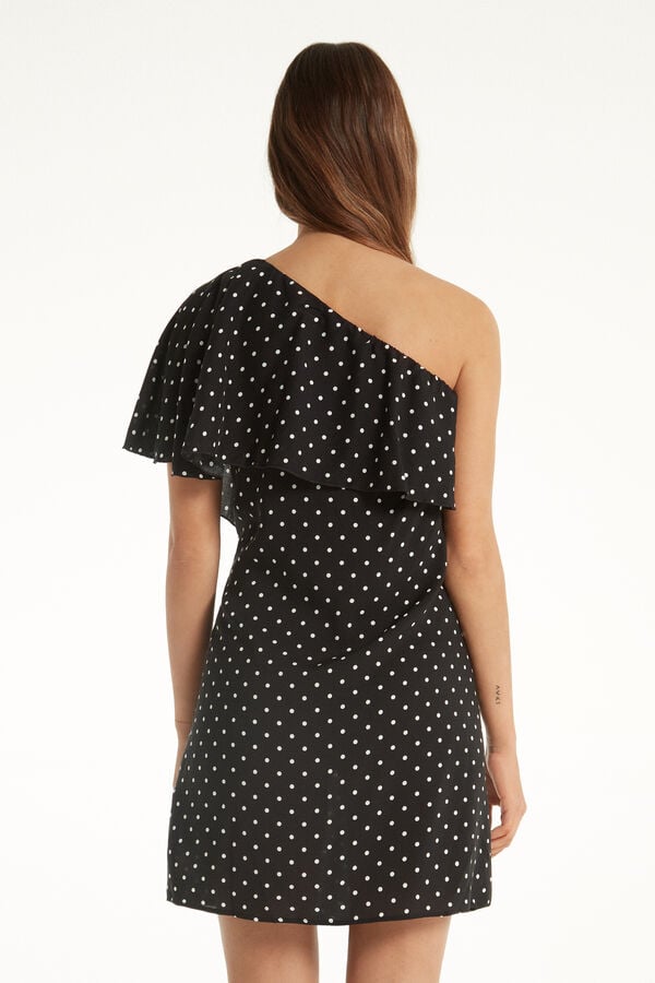 Viscose Fabric One-Shoulder Mini Dress  