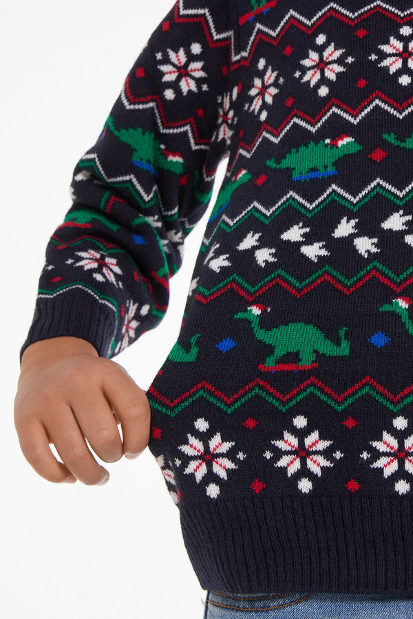 Χοντρή Μακρυμάνικη Μπλούζα με Christmas Print για Αγόρια  