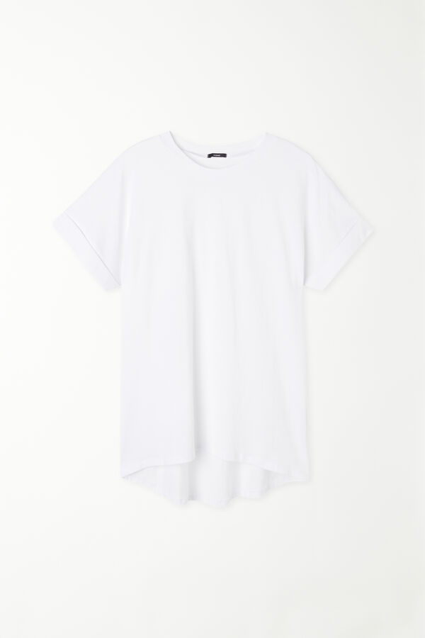 Baumwoll-T-Shirt mit Kimono-Aufschlag  