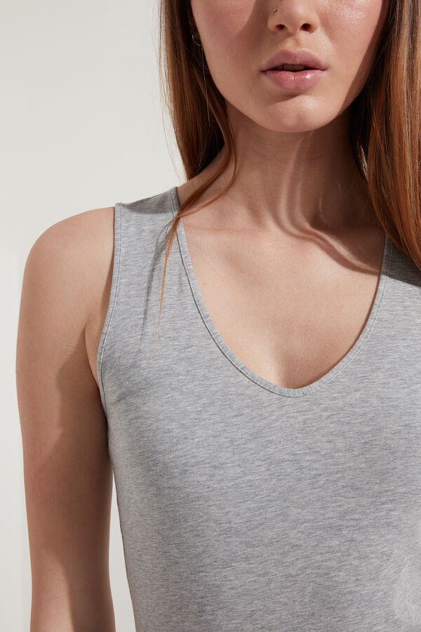 Wide Shoulder Straps Rounded Neck Cotton Camisole  