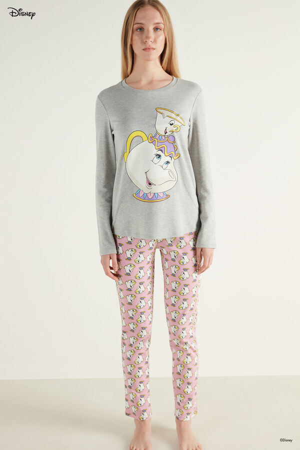 Pijama Largo de Algodón con Estampado de Taza de La Bella y la Bestia de Disney  