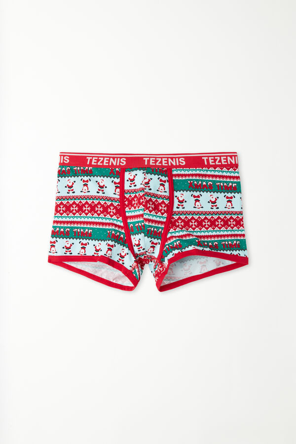 Cotton ChristmasPrint Logo Boxers Tezenis