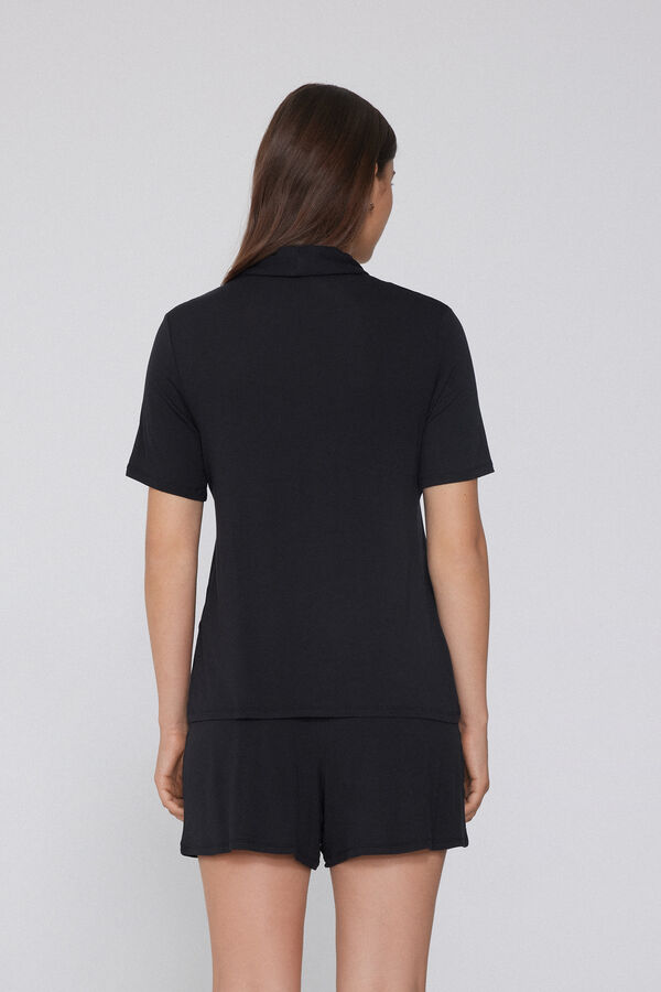 Short-Sleeved Short Viscose Button-Up Pyjamas  