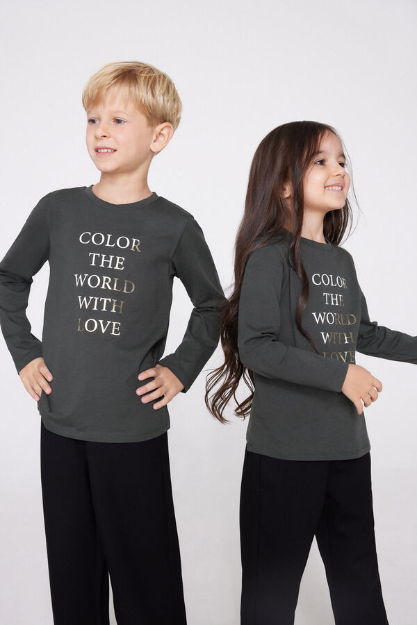 Maglia Manica Lunga Cotone Stampato Bimbi Unisex  
