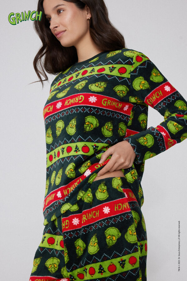 Christmas Grinch Long Light Fleece Pyjamas  