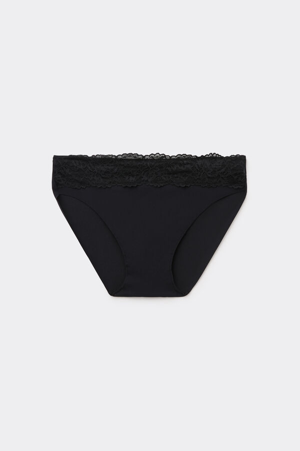 Laser Cut Microfibre and Lace Knickers  
