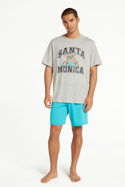 Kurzer Pyjama mit Santa Monica-Print
