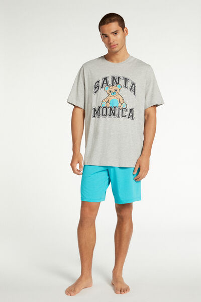 Kurzer Pyjama mit Santa Monica-Print