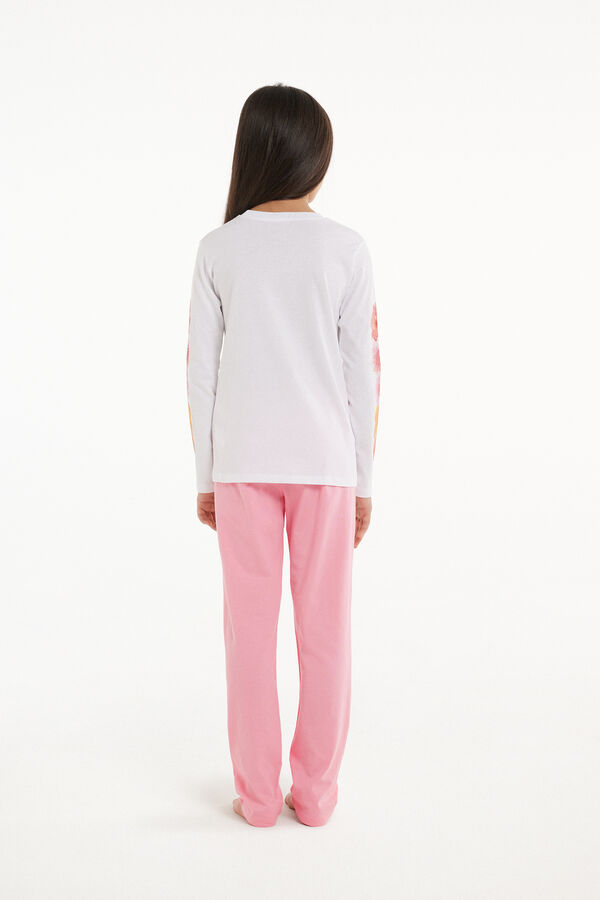 Girls’ Long Cotton Pyjamas with Trouble Print  