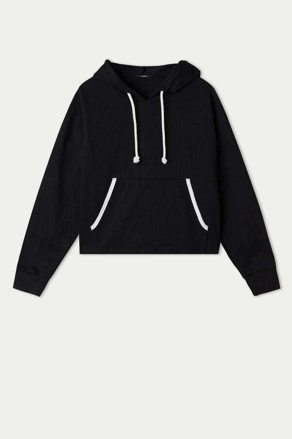 Короткая Хлопковая Толстовка с Капюшоном и Кантом | Tezenis
