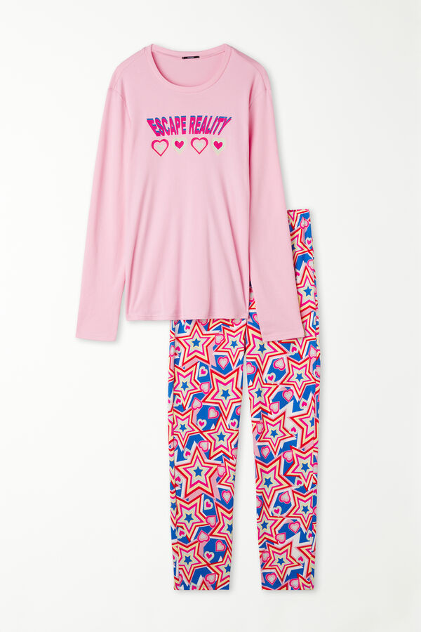 Pijama Comprido Algodão Estampado Estrelas  