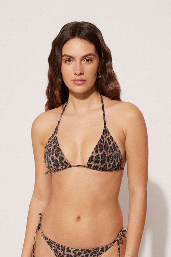 Triangel-Bikinioberteil mit leichter herausnehmbarer Polsterung Bright Leopard  
