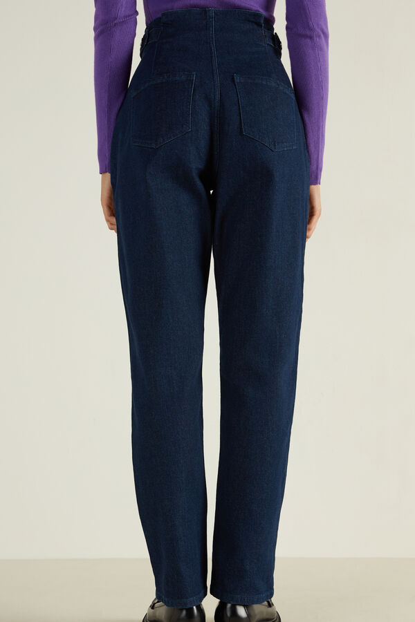 Denim Trousers with Button Detail  