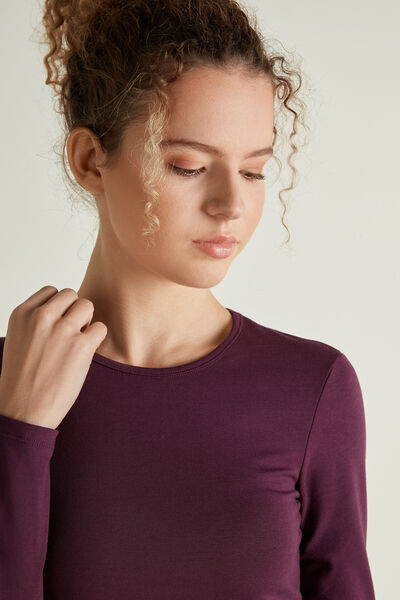 Cotton and Thermal Modal Rounded Neck Top