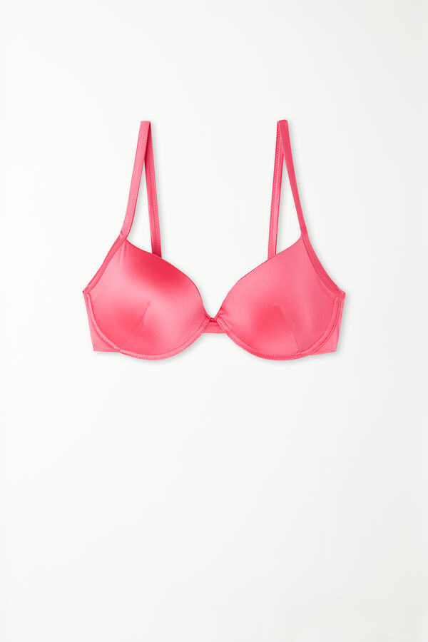 Shiny Summer Pink Padded Push-Up Bikini Top  