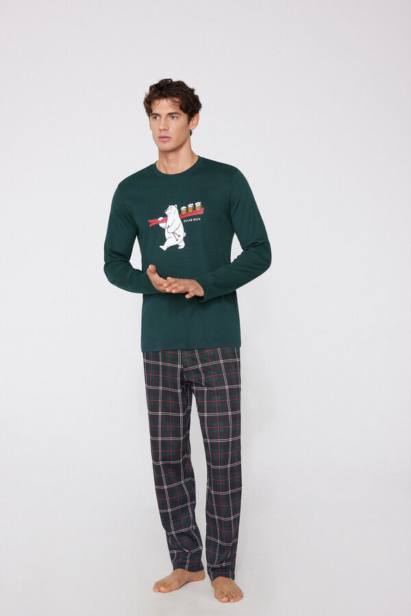 Long Heavy Cotton Pyjamas with Polar Bear Print  