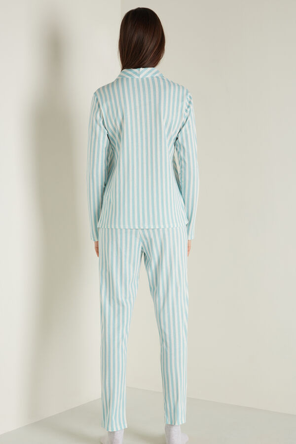 Long Striped Cotton Button-Up Pyjamas  