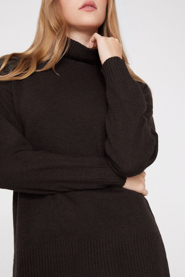 Maglia Lunga Pesante Collo Alto con Lana  
