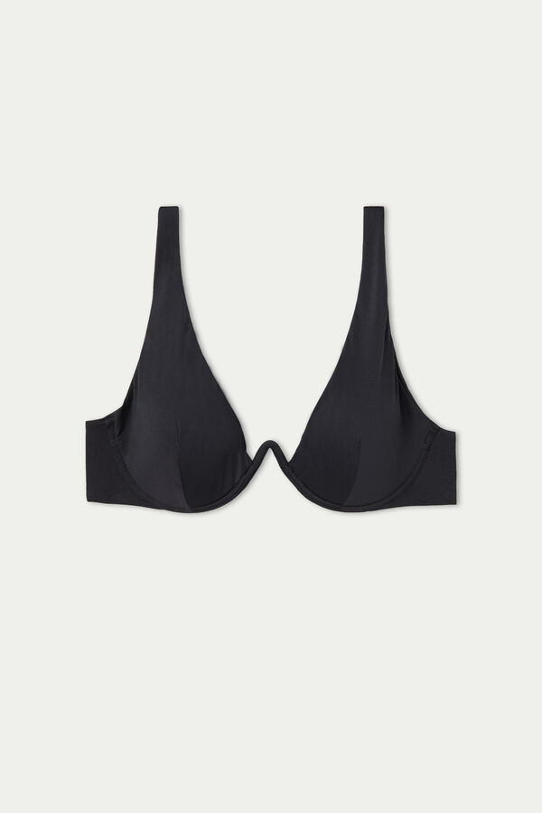 Push-Up Bikini Top in Recycled Microfibre with Wide Shoulder Straps  