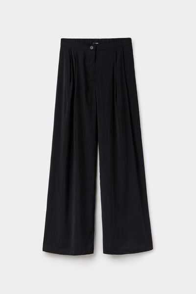 Pantaloni Lunghi a Palazzo Tela Suede Touch