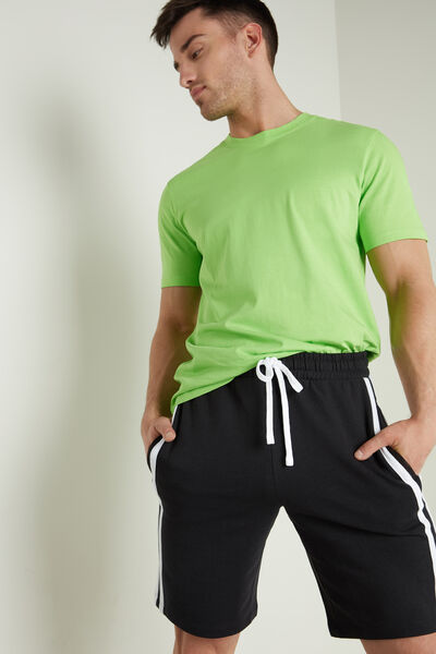 Cotton Fleece Shorts with Side Stripes