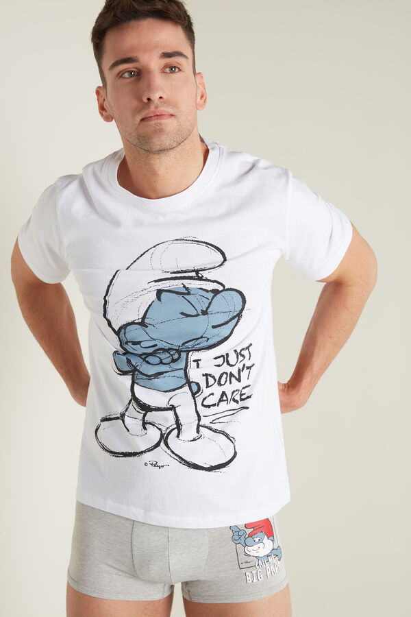 Baumwoll-T-Shirt mit Schlumpf-Print  