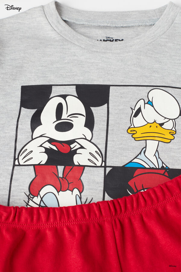 Dlouhé Dětské Bavlněné Pyžamo s Disneyovským Potiskem - Červené  