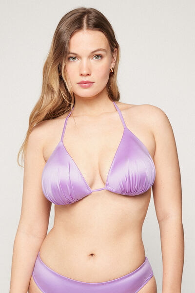 Leicht wattiertes Triangel-Bikinioberteil Shiny Glam Lila