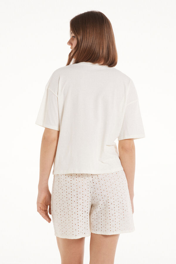 Short Sleeve Short Sangallo Cotton Pyjamas  