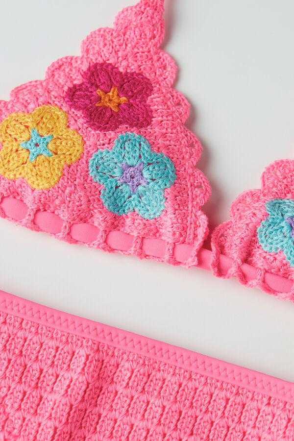 Girls’ Crochet Bouquet Triangle Bikini  