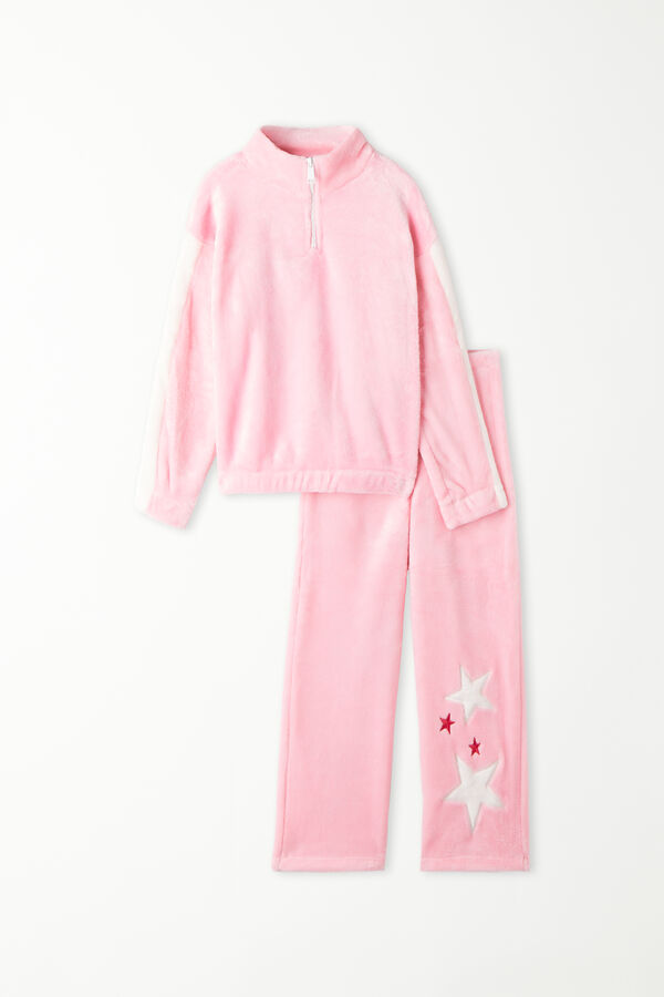 Girls’ Star Print Full Length Fleece Pajamas  