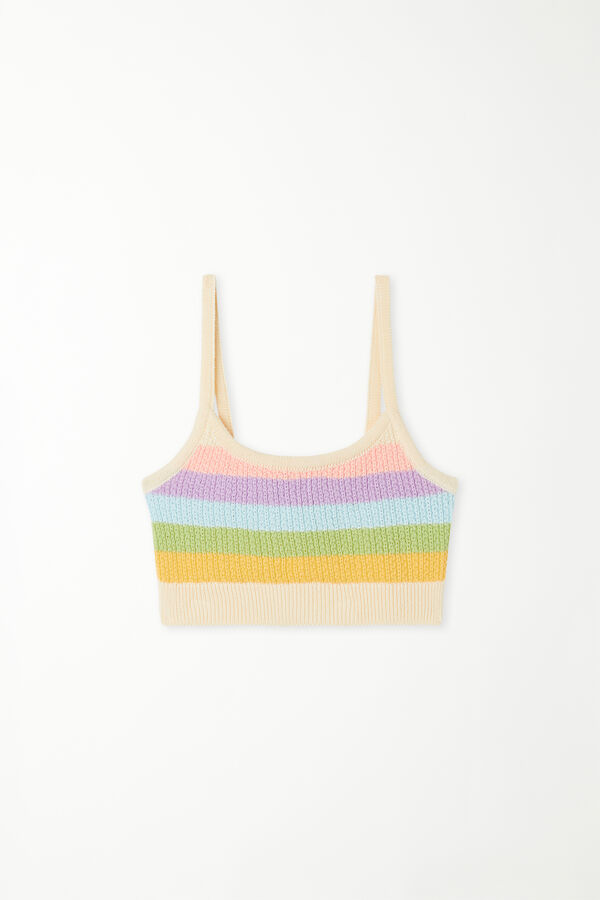 Striped Full-Fashioned Cotton Very Cropped Top  