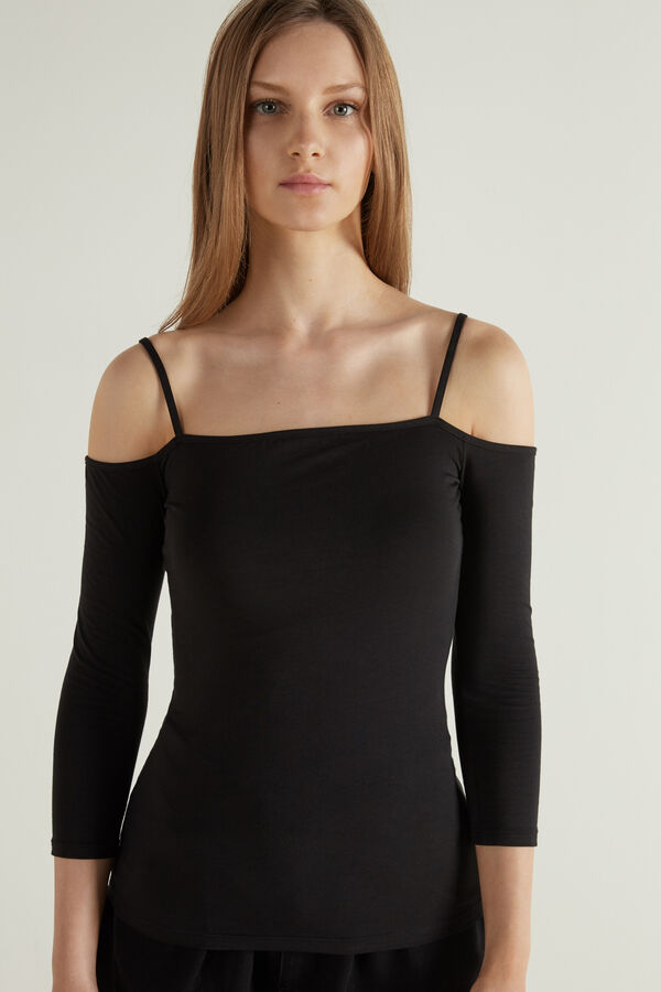 3/4 Sleeve Off-The-Shoulder Cotton Top  