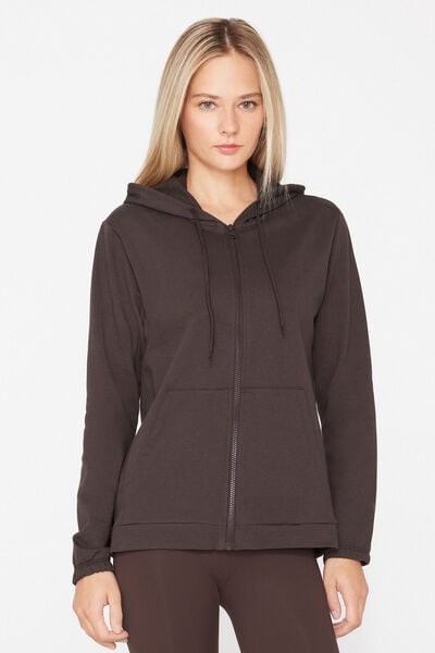Sweat L&eacute;ger Zipp&eacute; Capuche Cordon de Serrage