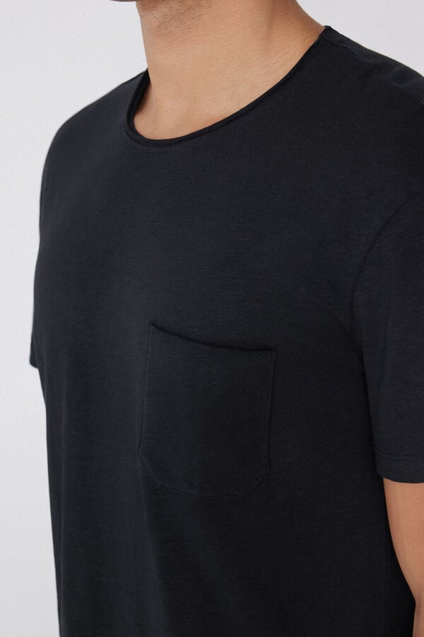 Slub Cotton T-Shirt with Breast Pocket  