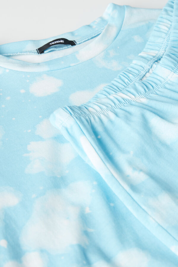 Girls’ Cloud Print Long Cotton Pyjamas  